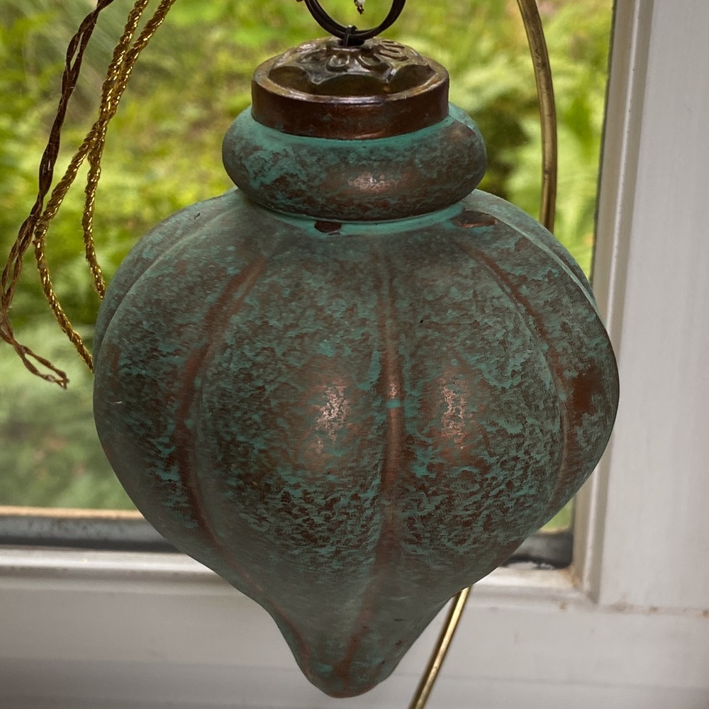 Anthropologie Teal and Bronze Holiday Ornament